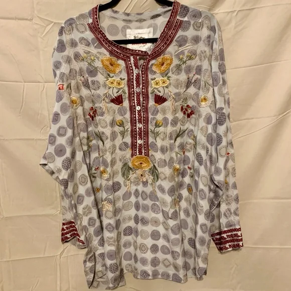 SOLD*** $315 NWT Sz 3X Jessabella Johnny Was 100% Silk Embroidered Blouse - Picture 16 of 16